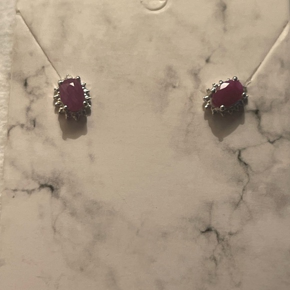 Jewelry - Ruby Sterling Silver Studs Earrings